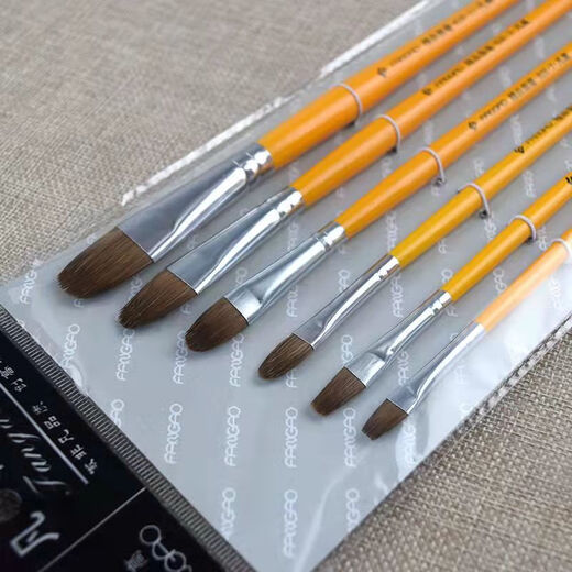 春睿全套水粉笔套装826狼毫油画笔黄杆颜料水彩丙烯专用笔 梵高套装画笔(双号)整套(6支) 【1套】