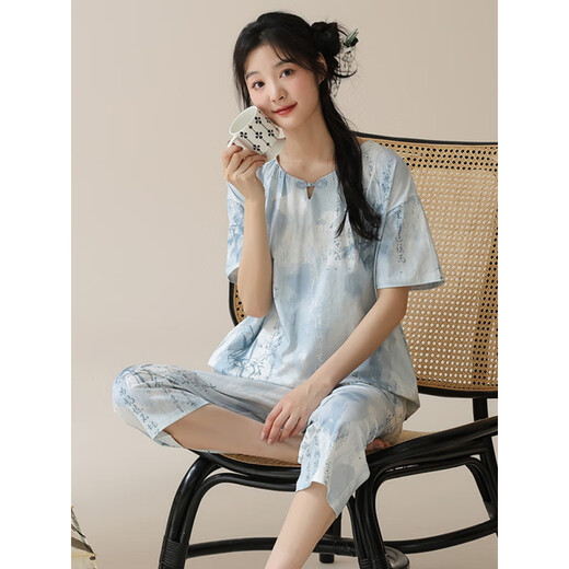 Pmwrun d'été Nouveau style chinois à manches courtes à manches courtes pantalons de coton pour femmes coton pantalon d'été.