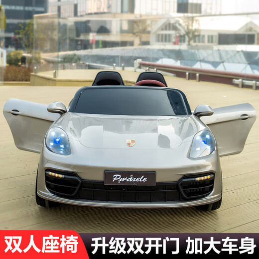 
Ai Tong Children's electric car is super large four-wheel remote control car, children's car, two-seater, children's toy car, can be seated in battery car, luxury white four-wheel drive + leather seat + soft wheel, remote control + self-driving + mobile phone remote control + swing