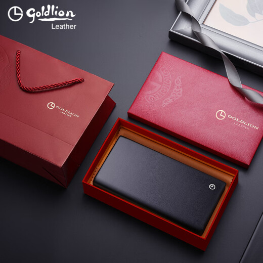 金利来（Goldlion）男士钱包长款真皮竖款2025新款皮夹多卡位超薄商务头层牛皮钱夹男 黑色【官方授权-假一罚十】