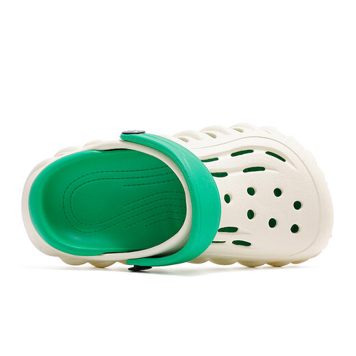 巴布豆童鞋男童夏季凉鞋新款儿童拖鞋中大童室外洞洞鞋女孩鞋子 米/草地绿 28 -29适合脚长18.5cm