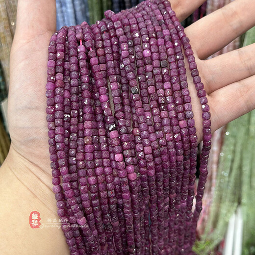 Pu Lian natural ruby faceted round beads, sugar cubes, abacus beads, rose red ruby loose beads, diy bracelet necklace bead accessories, ruby faceted round beads, about 4.5-5mm, 1 string