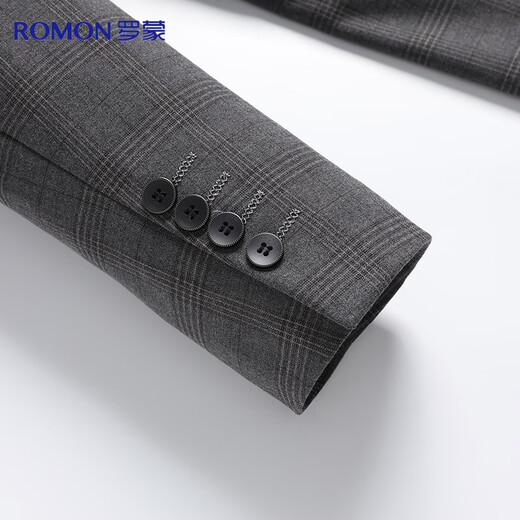 Romon suit men's double-breasted casual business retro men's suit jacket slim wedding groom's dress for men