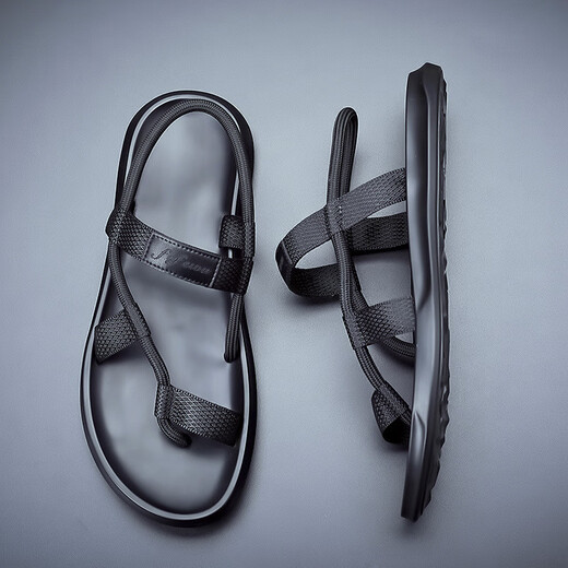 Heyu sandals men's Korean style soft sole non-slip casual beach shoes wearing green trendy outdoor trendy men's sandals black 9866 38