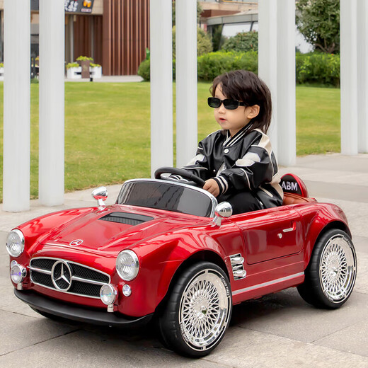 Kangshuai Aibeimei children's electric car, four-wheeled, can be made into a human being, with remote control, can be driven, a toddler toy car, 1-5 years old, electric car for children with red paint, leather seat + remote control + 12V7A + trunk