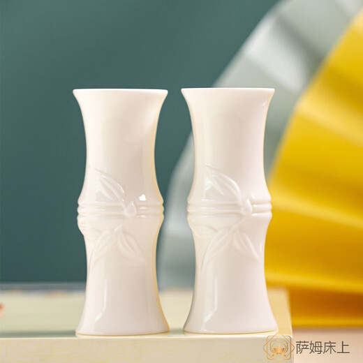 OQB Dehua white porcelain wine set infers other things wine glass mutton fat jade bamboo section one-cup ceramic creative white wine cup Fenjiu bamboo wine divider