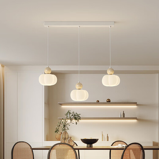 Mingjiang Style 2025 new restaurant lamp full spectrum eye protection restaurant chandeliers modern simple pumpkin lantern Guangdong Zhongshan lamp MTJ689-5 direct disk access Mijia APP white + beige yellow
