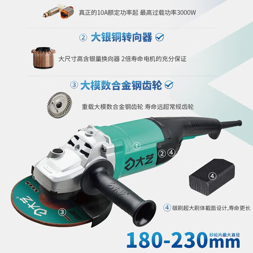 
Dayi Angle Grinder 125/150/180/230 Large Industrial Grade Grinder Multifunctional Cutting and Polishing Machine - PAG01-125[1050W]-Standard