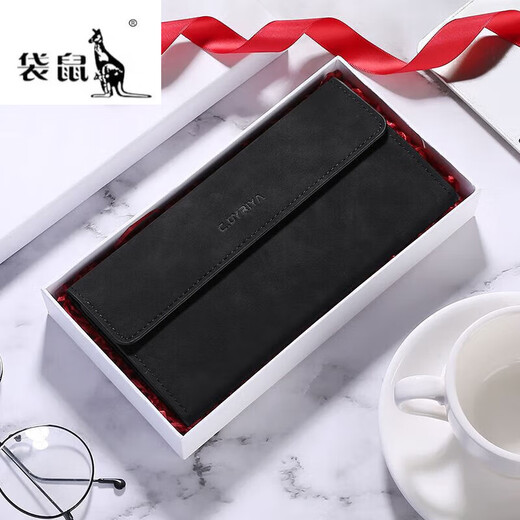 
Kangaroo (KANGAROO) men's long wallet 2023 new multi-card multi-function thin model men's wallet card bag integrated young people's wallet retro light blue