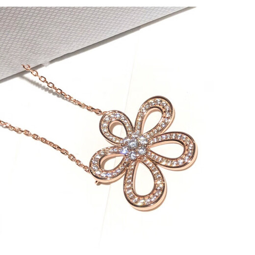 Nilan 18K gold moissanite sunflower necklace large flower lesbian style rose gold full clavicle chain PT950 platinum large flower necklace