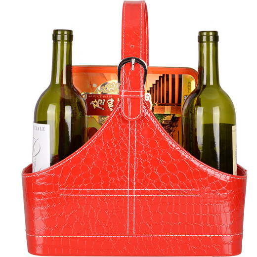Huixiang Storage Basket Leather Gift Basket Portable Basket Fruit Red Wine Gift Basket Gym Personal Training Special Large Tool Basket Brown 0113 Small Size