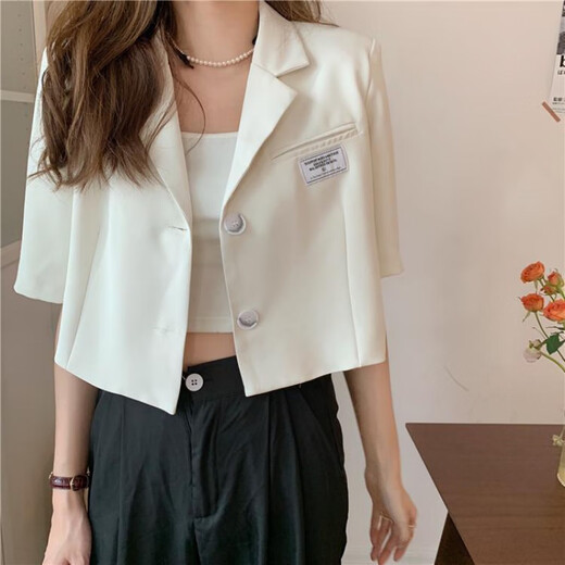 LPOX外套夏季女薄款2025新款网红炸街设计感小个子短款女式外套西服款 白色684款 M 95/105斤