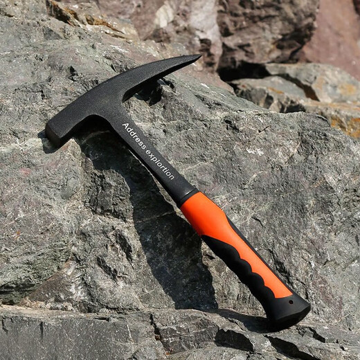 妙普乐地质勘探锤采矿登山锤破冰锤一体式碎冰锤破窗锤子 小号扁头黑金刚地质锤(846g)