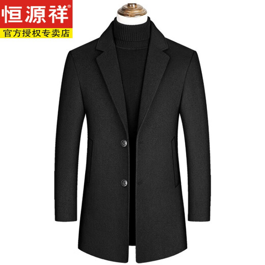 恒源祥2025春秋冬新款男士休闲时尚百搭羊毛呢子外套毛呢大衣时尚男 灰色 L