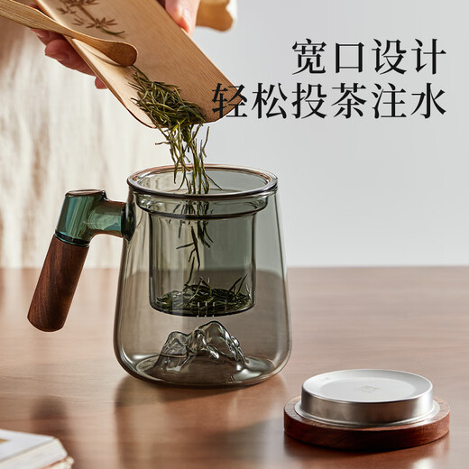 Fuguang tea cup tea water separation high borosilicate glass cup office tea cup flower tea cup fair cup 500ml