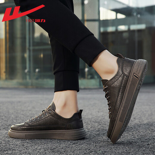 Pull back men's sneakers 2025 autumn and winter new men's leather lightweight fashionable versatile casual shoes brown 40