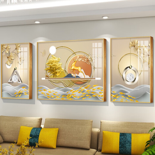 轻奢抽象客厅装饰画感沙发背景墙组合挂画现代简约电视墙壁画 TXMG12004 中间120*80cm/左右60*80cm适用4