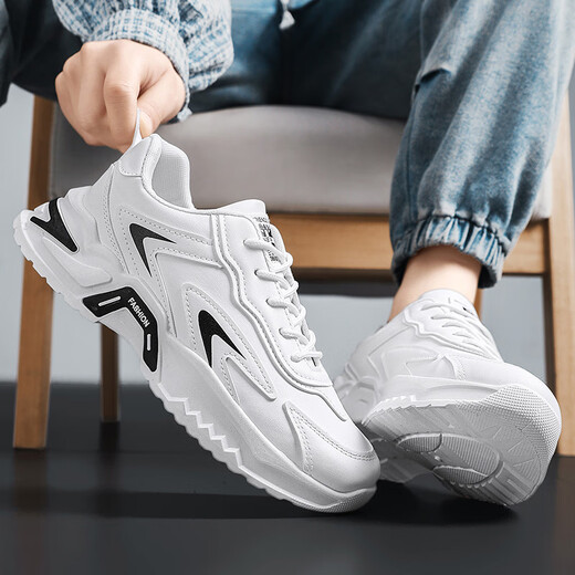 Changxiang Huili men's shoes 2025 summer men's trendy teenagers sports and casual versatile thick sole heightened little white dad shoes men RF-869 white 42