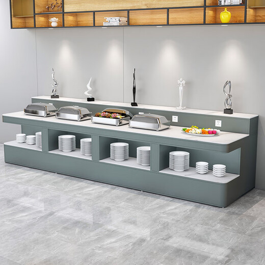 TMJD MISS hotel breakfast dining table Restaurant unit canteen buffet table wall-style dining table wine Custom made white 8 sockets Product price 9730