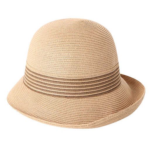 Lanshimeng tragen Sommer-Strohhut Frauen UV Sonnenschutzhaube Sonnenhuße gekräuselte Top-Hut Fischermodus Mode Sonnenhut Hut Kaffee Erwachsener pro Größe (verstellbarer Hutkreis 55-58 cm)