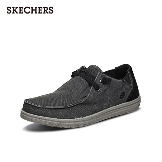 斯凯奇（SKECHERS）男鞋夏季帆布鞋商务休闲鞋复古低帮软底缓震一脚蹬板鞋66387