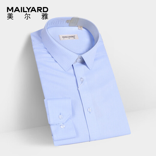 MAILYARD/Mailya long-sleeved shirt business men's slim blue plaid shirt professional casual 684 blue plaid XL /42S