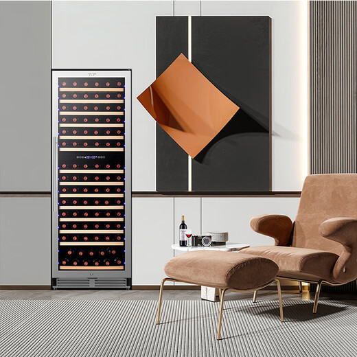VINGARDE wine cabinet constant temperature wine cabinet embedded household dual temperature wine cabinet ice bar compressor air-cooled frost-free bar winery wine beverage constant temperature moisturizing refrigerator CH-165 single door dual temperature-stainless steel door 154 bottles 1.67 meters 408L