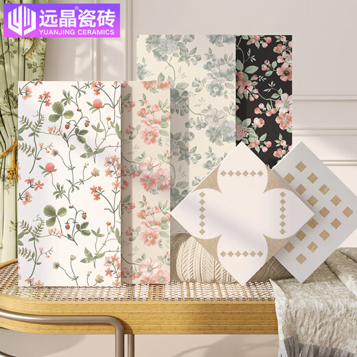 远晶卫生间瓷砖300x600墙砖厨房法式复古连纹花砖地砖南洋风瓷片广东 FW3519P-哑光全瓷-300*300