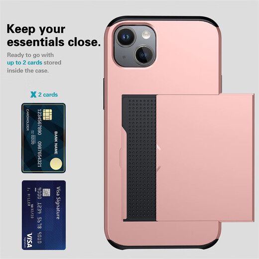 Convient pour l'iPhone 15 peut contenir la coque obstruée et le portefeuille Apple à l'épreuve de la chute 14 Pro MAX TYPE XR CARTE 15 ULTRA CARD SAG BACK CARTRE SGP CARTE - Black iPhone 14