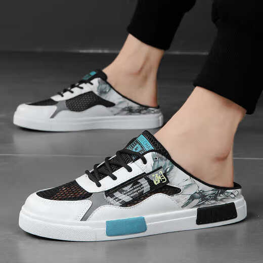 Changxiang Huili 2025 summer large-size sandals 45 hollowed-out half-slippers national trendy board shoes 46 breathable sports and casual shoes 47 723 white orange 39
