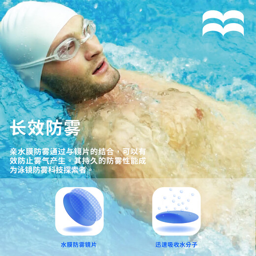 Langxiao mirror, small frame, waterproof and anti-fog swimming glasses, high-definition professional equipment, free swimming cap for children, men and women, three-piece set, elegant white, swimming cap + nose clip earplugs + waterproof bag
