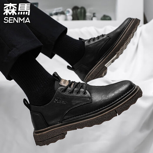 Semir men's shoes 2025 new autumn and winter British business casual leather shoes men's fashion retro work shoes low-top Martin boots black brown 40 standard leather shoe size