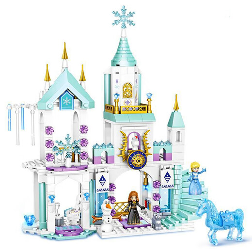 Disney 2024 Blocaux de construction Filles Assemblées Série Frozen Princess Disney Villa Castle Puzzle Toys Double-Layer-Wangwang Fashion Home [1048] Boîte-cadeau +3