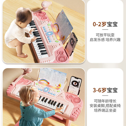 Chu Yun Kinderspielzeug 1-3 Jahre alt 4-6 Männer und Frauen Kinder 5 Spielzeug elektronisches Klavier 7-jähriges Kindertagsbeschreibungsbox Blau: Mikrofon + Tisch und Stuhl + Ladekabel