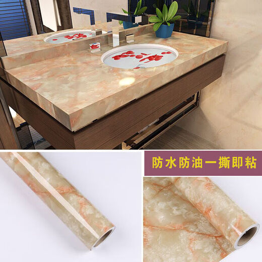 ZHIO kitchen stickers waterproof and oil-proof thickened marble cabinet renovation self-adhesive wallpaper stove high temperature resistant countertop refreshing stone white 60 cm wide * 5 meters long