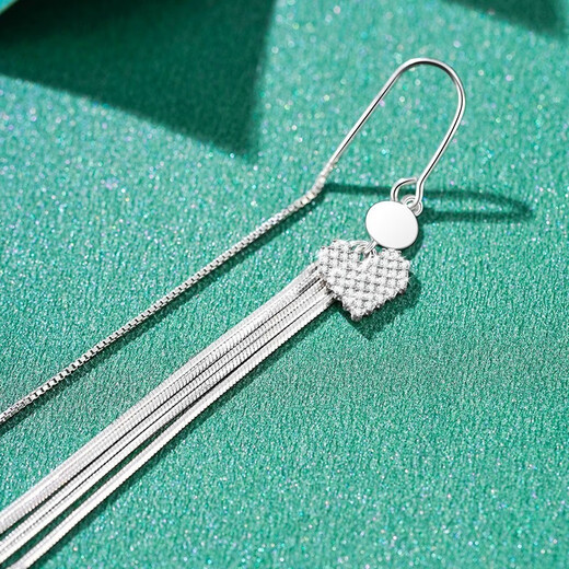 Zhixun 990 sterling silver earrings for women, long tassel earrings, high-end, sweet and elegant ear wire birthday gift, 99 pure silver, one pair