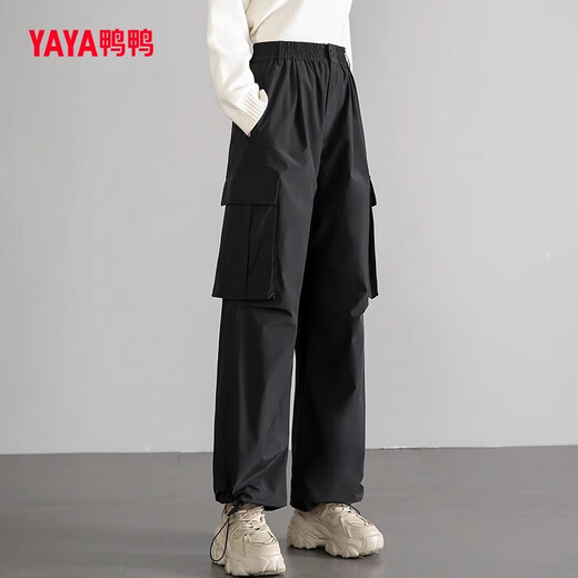 YAYA Ice Shell Series 90 Goose Down Down Pants Women's New Warm Urban Light Outdoor Northeast Winter Plush Pants Navy Blue L