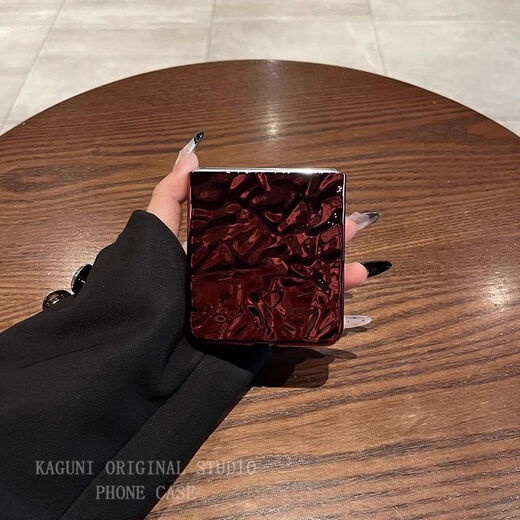 Electroplating burgundy wrinkled Huawei pocket 2 mobile phone case pocketS folding anti-fall bracelet p50 protective case wine red fold [single shell] Huawei p50pocket