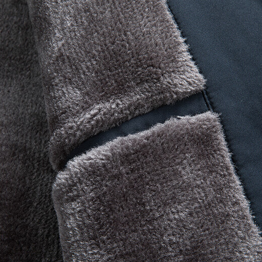 ROMON velvet thickened lapel jacket for men in autumn and winter, middle-aged and elderly business warm cotton coat, grandpa jacket and daddy outfit, navy blue L 175 (suitable for 100-120 Jin Jin equals 0.5 kg)