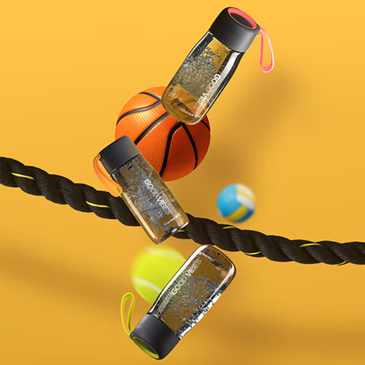 Camellia portable sports colorful water cup with strap, sealed leak-proof water cup, food grade material sports water cup, yellow tumbler 520ml