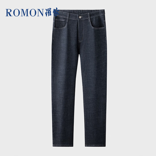 罗蒙（ROMON）商务休闲直筒牛仔裤男抗皱微弹正装男士大码裤子9911 深蓝30