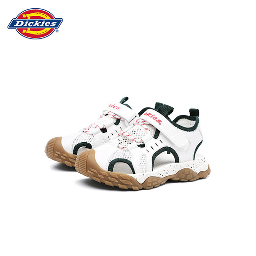 Dickies children's shoes, children's sandals, boys' summer breathable mesh Velcro fashion sports and casual toe-toe boys' beach shoes, white brown 30 (shoe inner length 195mm)
