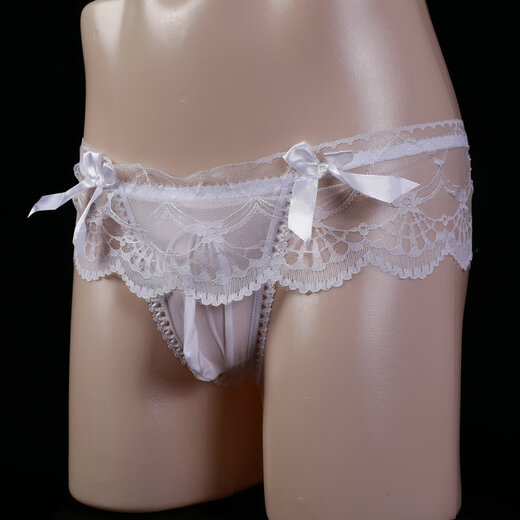 European and American men's sexy underwear, perverted sexy lace thong, men's underwear with cover, sexy transparent low pink cover jj opening 100-160Jin Jin equals 0.5 kg