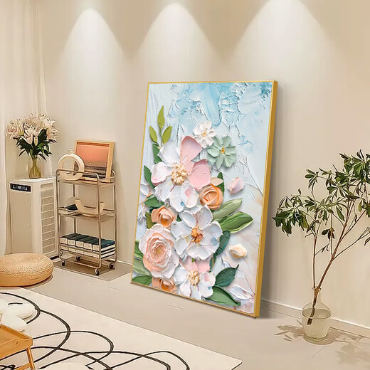 Yihuanyu Cream Style Living Room Decorative Painting Flower Entrance Hall Corridor Hanging Painting Sofa Back Background Wall Nordic Texture Mural