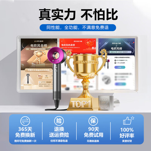 Mrs. Jayden's True National 3C Certification Leafless High Speed ​​Hair Dryer Home Silent Negative Ion High Power Non-Hurting Hair Dryer Huaqiang North Electric Hair Dryer Home For Men and Women Rose Red Top with Five Air Nozzles + 1.8 Meter Wire Gift Box Thermostatic Hair Care丨TOP List丨Extra Long Warranty Only Replacement Not Repair