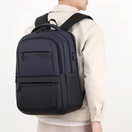 
New business men's large capacity business travel backpack USB socket multi-function computer bag Student backpack Black All size