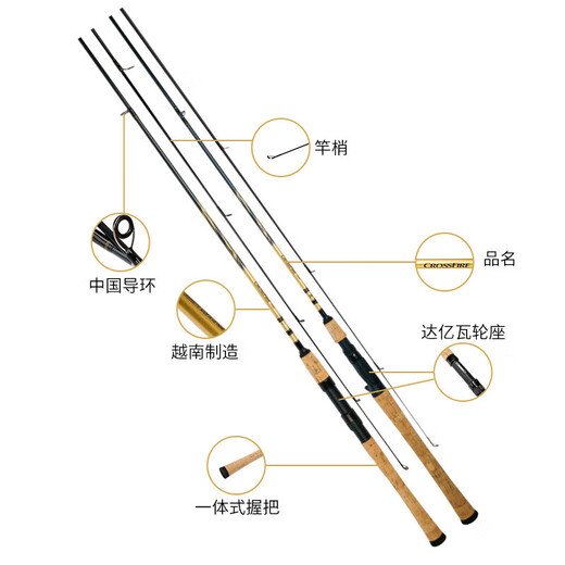 达亿瓦（DAIWA）CROSSFIRE穿越火线路亚竿远投船钓竞技翘嘴马口微物野钓新手鱼竿 2.14m /702MS.CS·Q/直柄