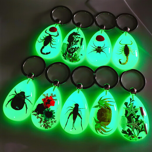 DR-FLVVS insect luminous amber car keychain ring Korean version cute cartoon pendant for men and women as a gift Bumblebee-luminous buckle