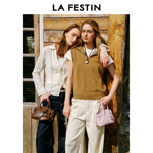 Lafitin Cadeau du Nouvel An en Daim Fat Pot 2025 Nouveau Bowling Commuter Sac à bandoulière Portable Boston Bag Daim Fleur de Cerisier Rose (Petite Taille)