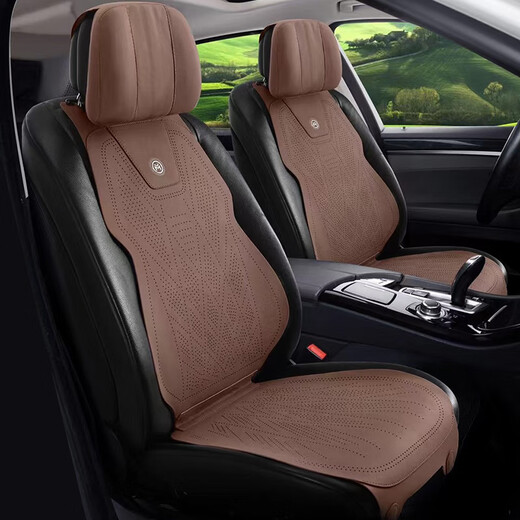 Shantou Lincun car seat cushion, suitable for all seasons, suede leather, breathable, high-end saddle cushion, suede perforated seat cover, winter small waist, business gray (full car, five seats)